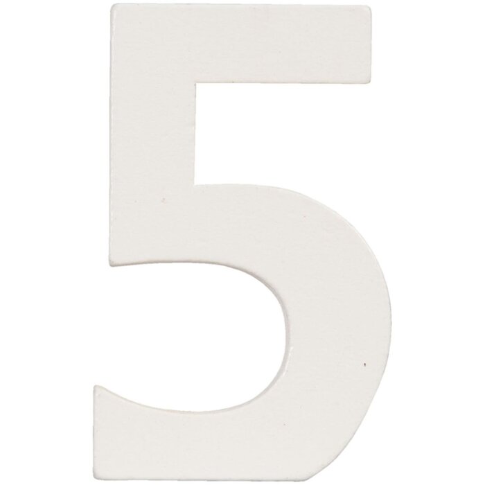 Numer 5 wykonany z naturalnej płyty MDF 8x5 cm