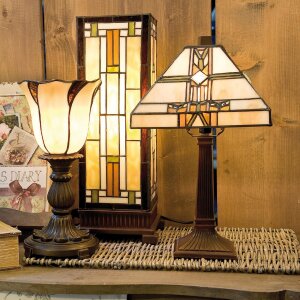 Lampa stołowa Tiffany Tulipan 27x18x35 cm naturalna