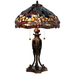 Lampa stołowa Tiffany Ø 42x64 cm w kolorze zielonym