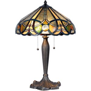 Lampa stołowa Tiffany Ø 41x61 cm w kolorze brązowym