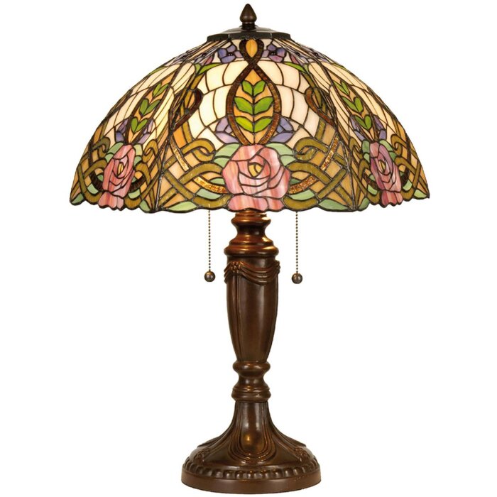 Lampa stołowa Tiffany Ø 47x61 cm w kolorze zielonym
