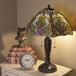 Lampa stołowa Tiffany Ø 47x61 cm w kolorze zielonym