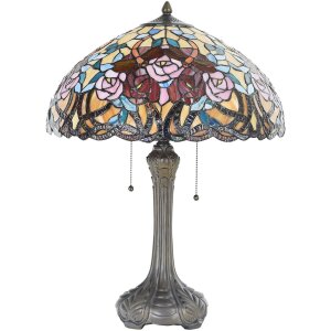 Lampa stołowa Tiffany Ø 46x64 cm w kolorze czerwonym