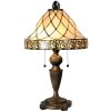 LumiLamp 5LL-5408 Lampa stołowa Tiffany Ø 36x62 cm Beżowo-brązowy szklany trójkąt