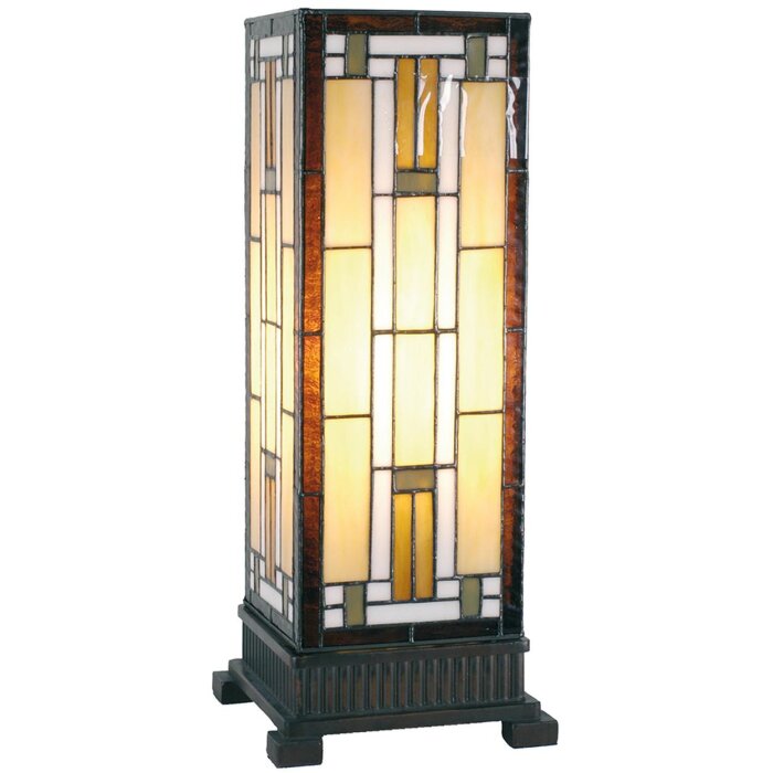 5LL-5445 Tiffany Lampa stołowa 18x45 cm Brązowa Lampa biurkowa kwadratowa ze szkła