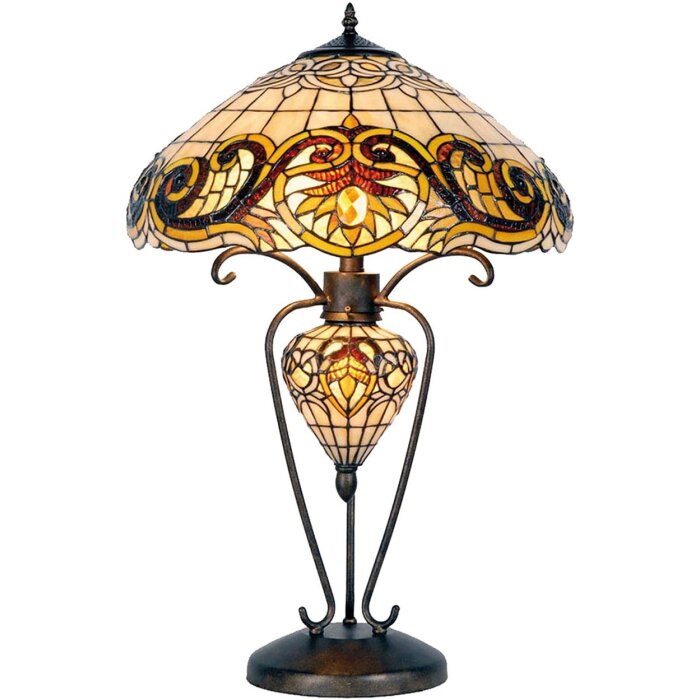 Lampa stołowa Tiffany Ø 46x76 cm w kolorze żółtym