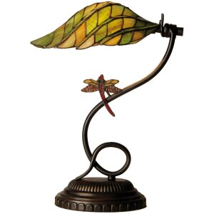 Tiffany Lampa biurkowa LIBELLE zielony