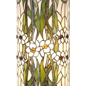 LumiLamp 5LL-5539 Kolumna Tiffany Ø 31x78 cm Kwiaty z zielonego białego szkła Okrągła