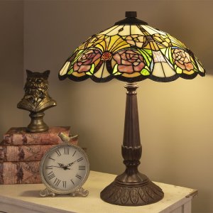 Lampa stołowa Tiffany Ø 44x57 cm w kolorze fioletowym
