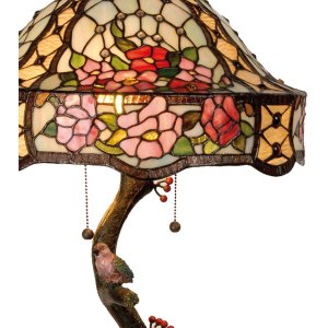 LumiLamp 5LL-5631 Lampa stołowa Tiffany Ø 45x62 cm Zielone różowe szklane kwiaty