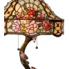 LumiLamp 5LL-5631 Lampa stołowa Tiffany Ø 45x62 cm Zielone różowe szklane kwiaty