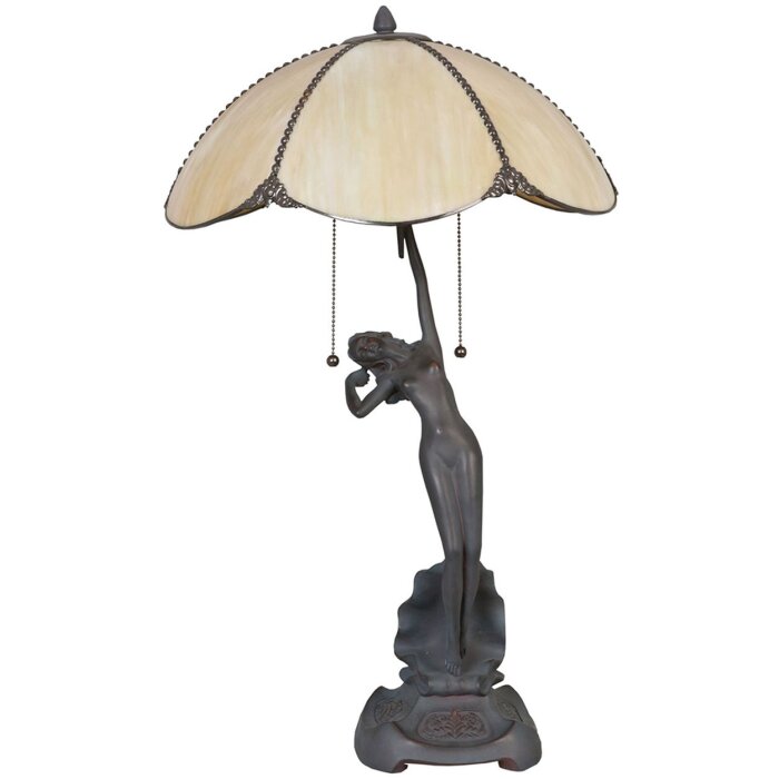 LumiLamp 5LL-5719 Tiffany Lampa stołowa Ø 41x70 cm Lampa biurkowa ze szkła beżowego