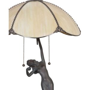 LumiLamp 5LL-5719 Tiffany Lampa stołowa Ø 41x70 cm Lampa biurkowa ze szkła beżowego