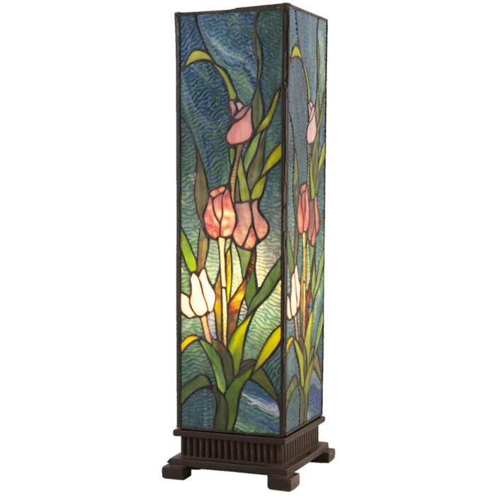 Lampa stołowa Tiffany 24x58,5 cm w kolorze niebieskim