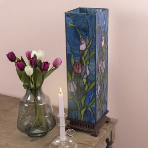 Lampa stołowa Tiffany 24x58,5 cm w kolorze niebieskim
