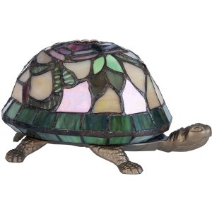LumiLamp 5LL-5787 Lampa stołowa Tiffany 15x22x13 cm Brązowoczerwony Szklany Żółw