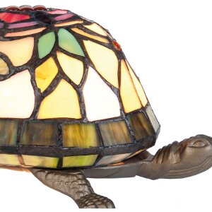 LumiLamp 5LL-5787 Lampa stołowa Tiffany 15x22x13 cm Brązowoczerwony Szklany Żółw