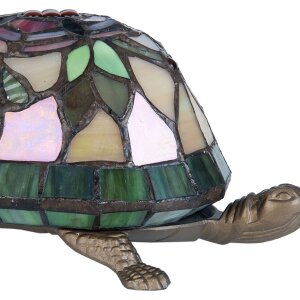LumiLamp 5LL-5787 Lampa stołowa Tiffany 15x22x13 cm Brązowoczerwony Szklany Żółw