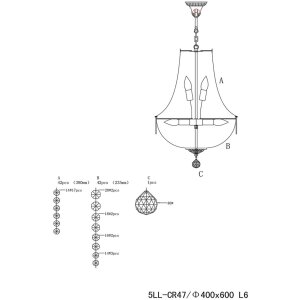 Żyrandol szklany-żelazny Ø 40 cm - 5LL-CR47 Clayre Eef