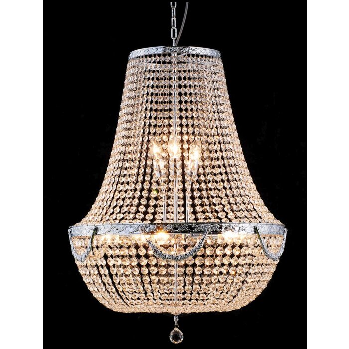 Żyrandol szklany/żelazny Ø 60 cm - 5LL-CR52 Clayre Eef