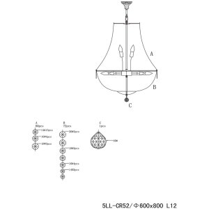 Żyrandol szklany/żelazny Ø 60 cm - 5LL-CR52 Clayre...