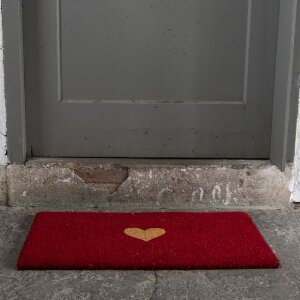 Clayre Eef Door Mat Heart red - 74x45x2 cm