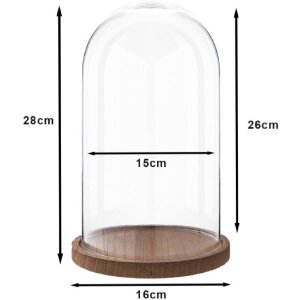 Clayre & Eef 6GL1946 Glass Bell Jar 28 cm Wood Glass...