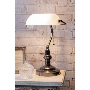 Lampa biurkowa biała Clayre & Eef 5LL-5100W - 27x23x42 cm E27 - Max. 1x 60Watt biała