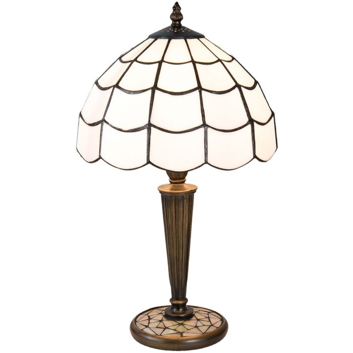Lampa stołowa Tiffany Clayre & Eef 5LL-5936 - Ø 25x43 cm - E27-max 1x40W biały