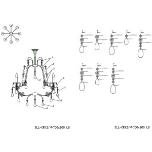 Żyrandol Clayre & Eef 5LL-CR12 - 90-150 x Ø 75...