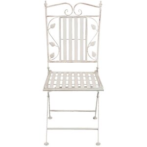 Stół z 2 krzesłami Clayre & Eef 5Y0385 - Ø 70x77 cm - 40x52x93 cm (2) biały postarzany