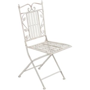 Stół z 2 krzesłami Clayre & Eef 5Y0385 - Ø 70x77 cm - 40x52x93 cm (2) biały postarzany
