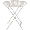 Stół z 2 krzesłami Clayre & Eef 5Y0385 - Ø 70x77 cm - 40x52x93 cm (2) biały postarzany