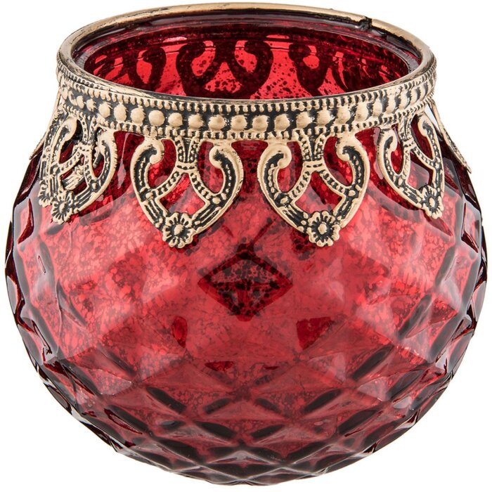 Uchwyt na tealight Clayre & Eef 6GL2219R - Ø 10x10 cm czerwony