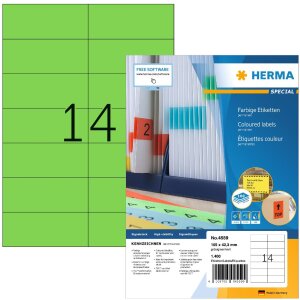 Herma specjalne kolorowe etykiety a4, 105 x 42,3 mm,...