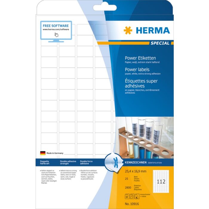 Herma special Power etykiety a4, 25,4 x 16,9 mm, biale, wyjatkowo mocny klej, z papieru