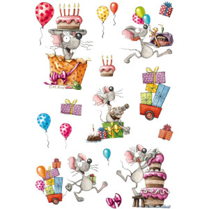 Herma MAGIC Naklejka Happy Birthday Myszka, folia brokatowa