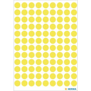 Etykiety uniwersalne zólte ø 8 mm okragle papier mat 540 szt.