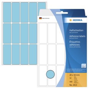 Etykiety uniwersalne niebieskie 20x50 mm papier mat 480 szt.