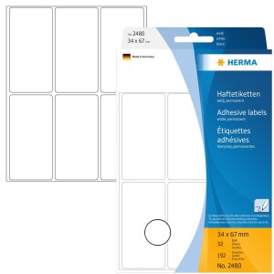 Etykiety uniwersalne biale 34x67 mm papier matowy 192 szt.