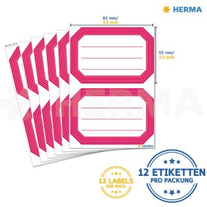 Etykiety szkolne neutralne czerwone obramowanie 82x55 mm