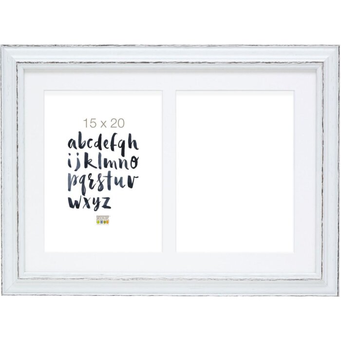 S221H3 Ramka biała z Passepartout na 2 zdjęcia 13x18 cm