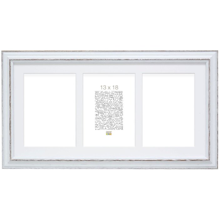 S221H3 Ramka biała z Passepartout na 3 zdjęcia 13x18 cm