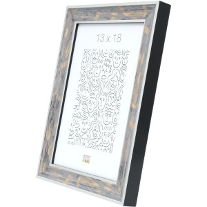 S40JE7 Drewniana rama w kolorze szarym ze złotymi i ciemnoszarymi odcieniami 18x24 cm