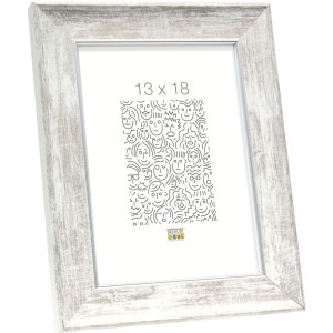 S46EE1 Ramka drewniana w kolorze białym ze srebrną krawędzią 20x30 cm