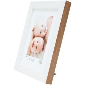 S46JH1 Ramka drewniana w kolorze białym z obramowaniem w kolorze drewna 15x20 cm