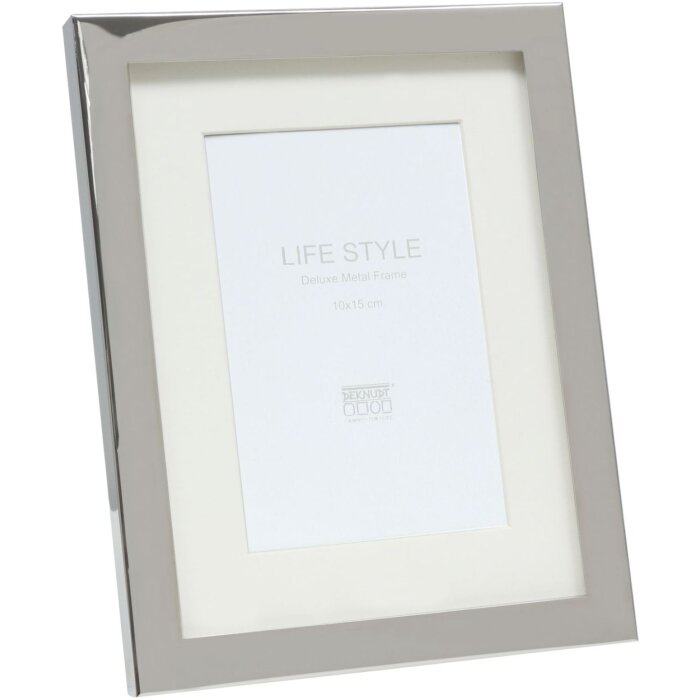 S57MC1 Ramka metalowa w kolorze srebrnym błyszczącym z passe-partout 10x15 cm