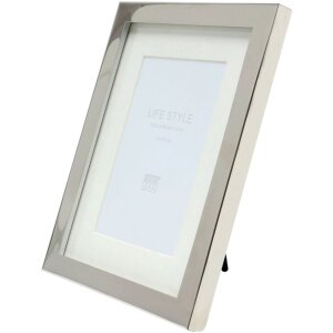S57MC1 Ramka metalowa w kolorze srebrnym błyszczącym z passe-partout 10x15 cm