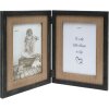 S67TW2 Ramka podwójna czarna z drewnianym mocowaniem na 2 zdjęcia pionowe 13x18 cm