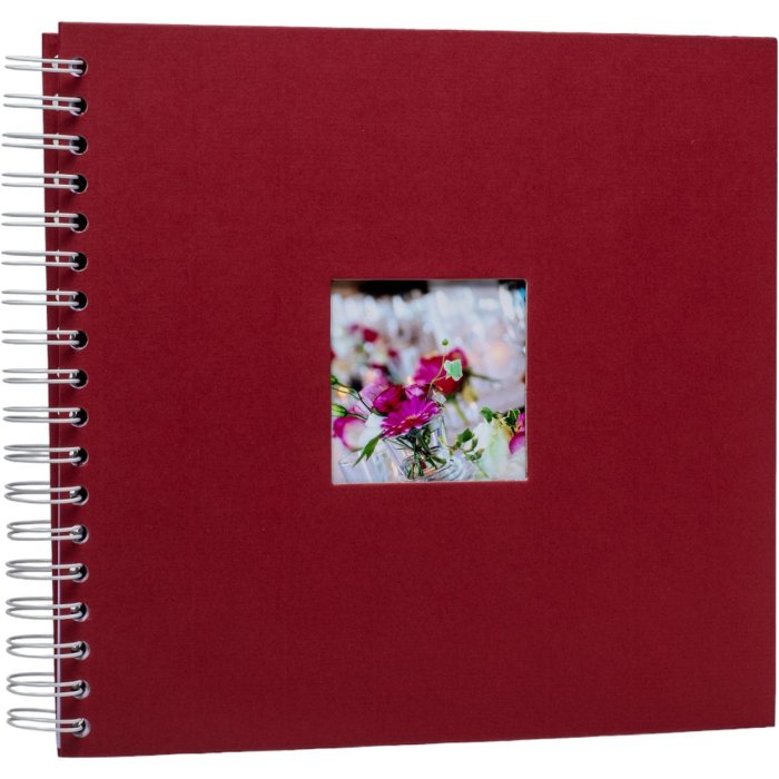 Album spiralny Khari rosso zebrowany bialy strony 23x24 cm